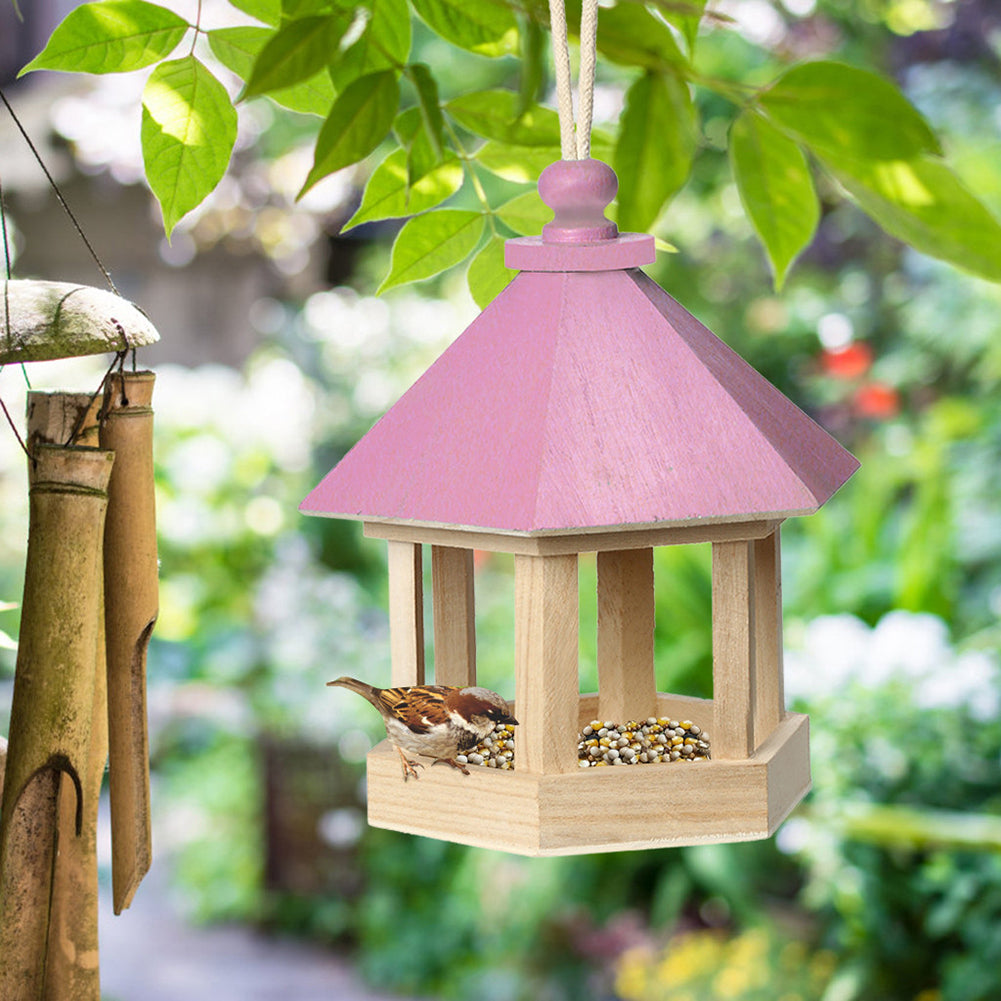 Mangeoire et abreuvoir en bois pour oiseaux – Décoration extérieure premium