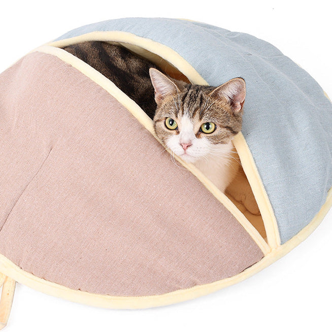 Nid de Couchage 2-en-1 pour Chat (Lit et Sac de Couchage)