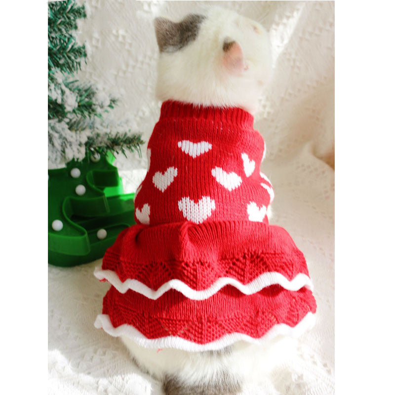 Robe pull de Noël “Festive Princess” pour chien – Tenue élégante premium