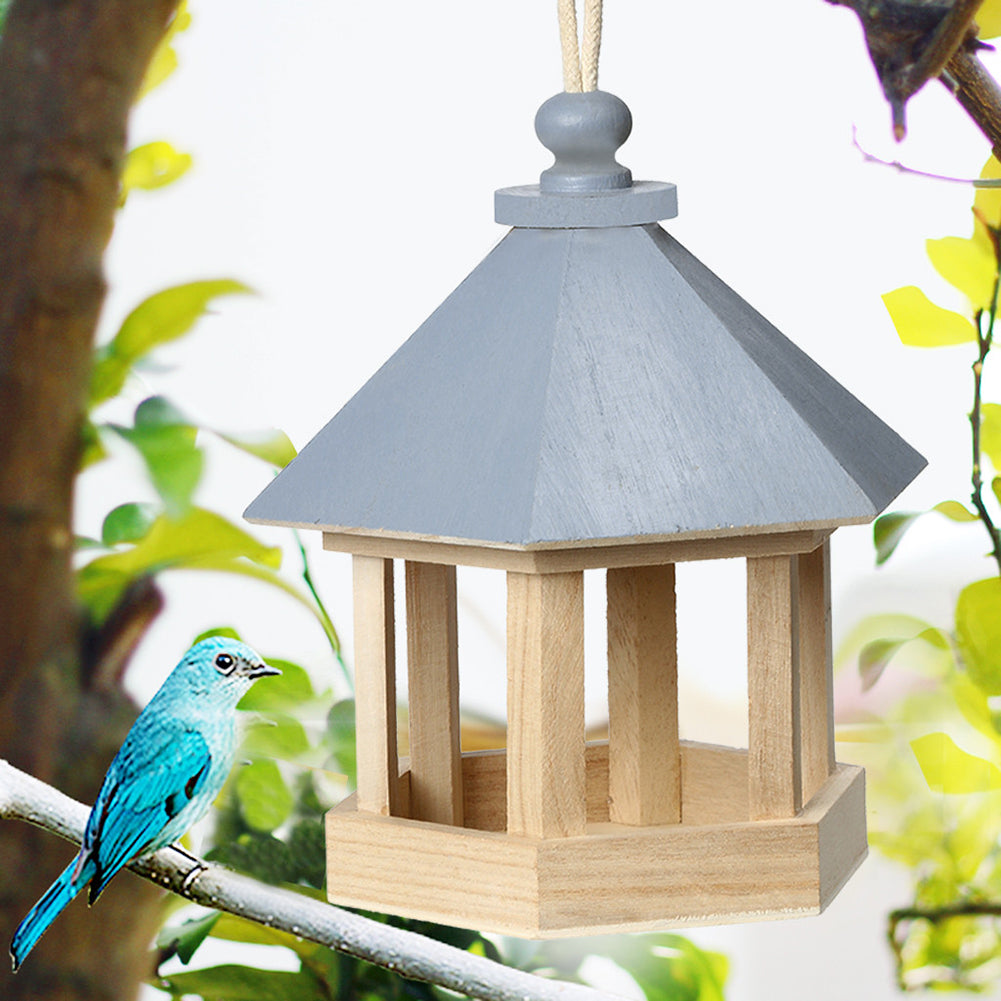 Mangeoire et abreuvoir en bois pour oiseaux – Décoration extérieure premium