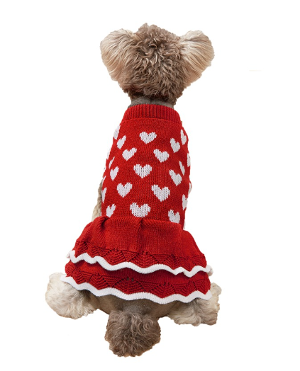 Robe pull de Noël “Festive Princess” pour chien – Tenue élégante premium