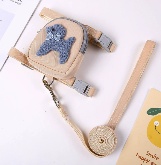 Sac à dos pour animal avec ours en peluche et laisse intégrée