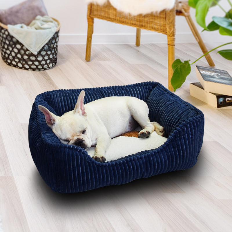 Panier carré pour chien et chat – Lit d’hiver lavable pour sommeil profond premium
