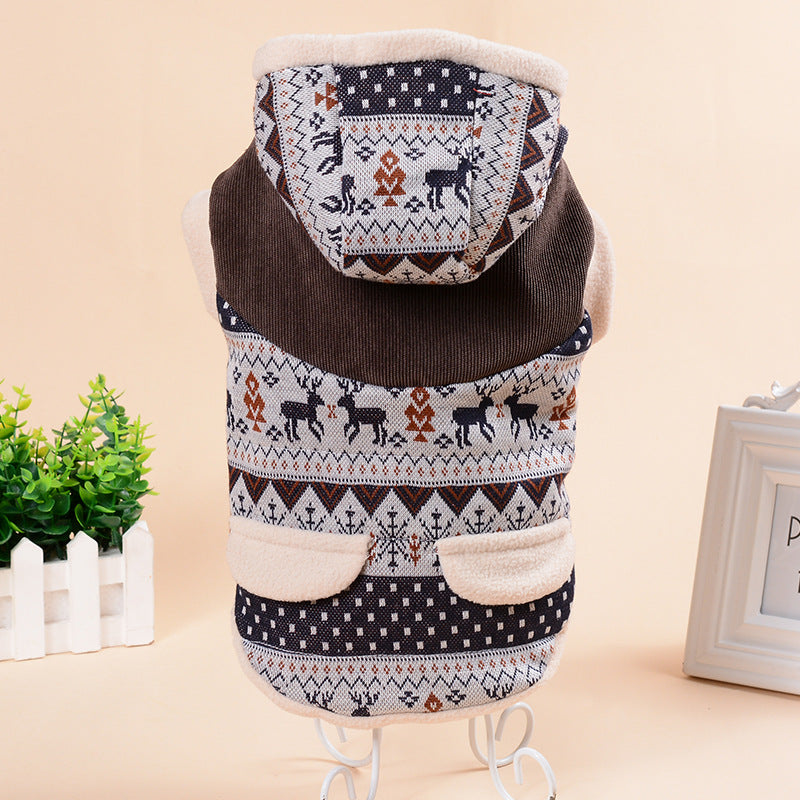 Manteau à capuche “Fawn Snowflake” pour animaux – Doudoune en coton premium