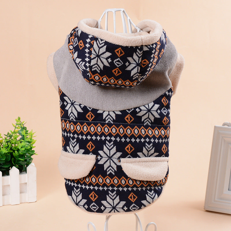 Manteau à capuche “Fawn Snowflake” pour animaux – Doudoune en coton premium