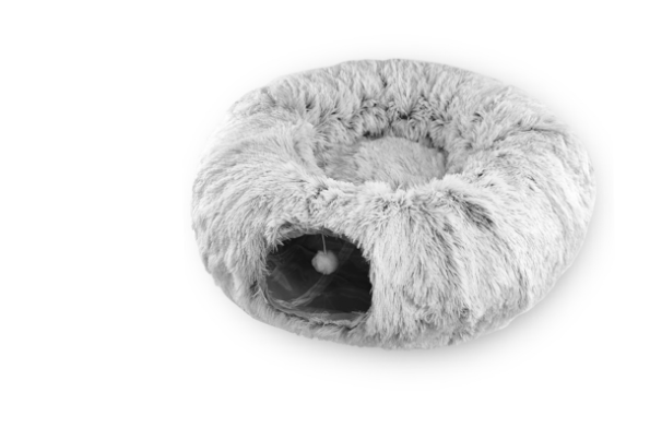 Lit multifonction en peluche pour chat avec tunnel et ouverture de jeu