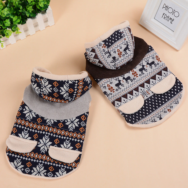 Manteau à capuche “Fawn Snowflake” pour animaux – Doudoune en coton premium